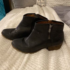 Lucky brand black leather low zipper boots. Buy one get one free, se description